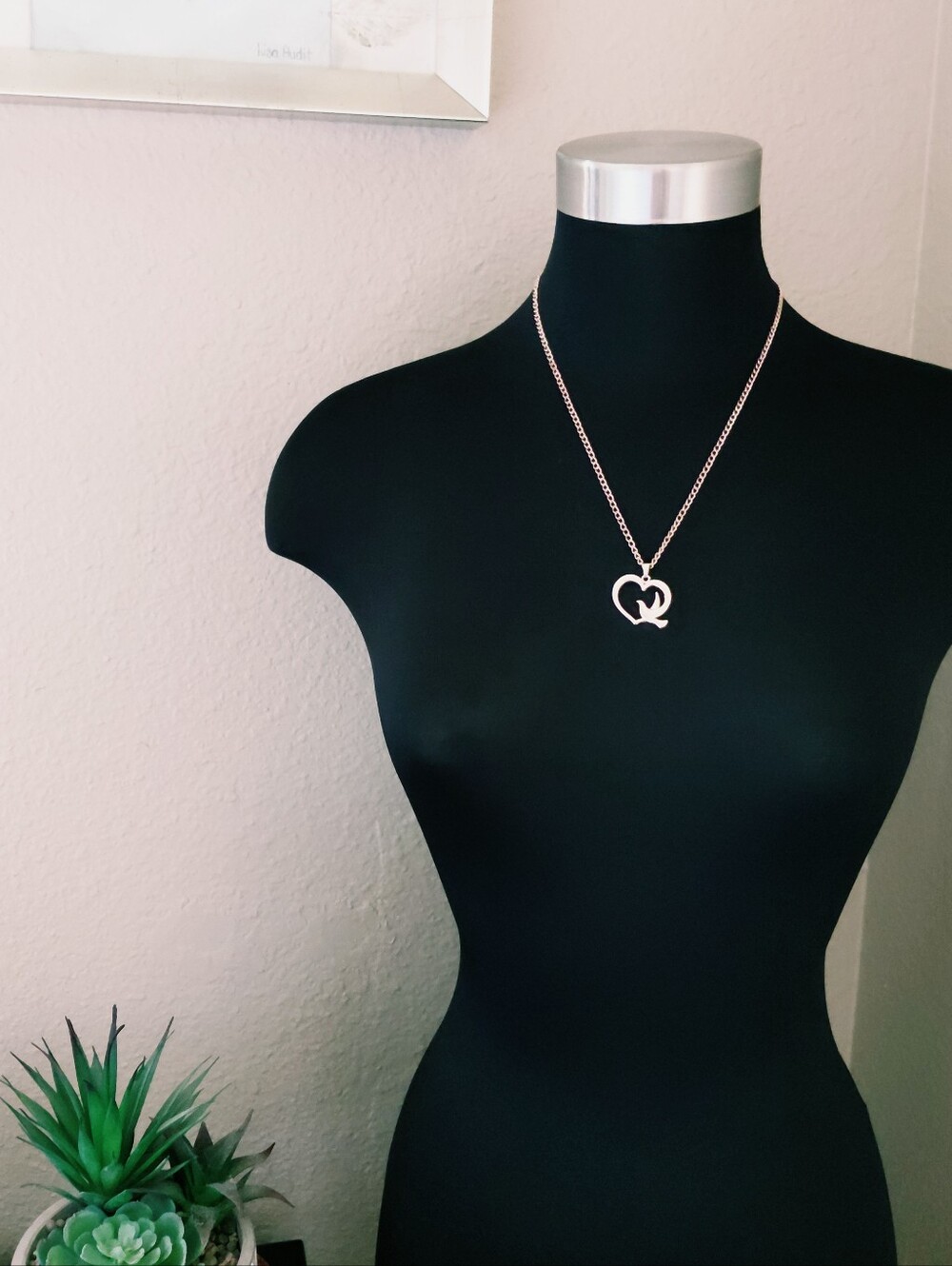 New Heart Dove Religious Necklace Rose Gold